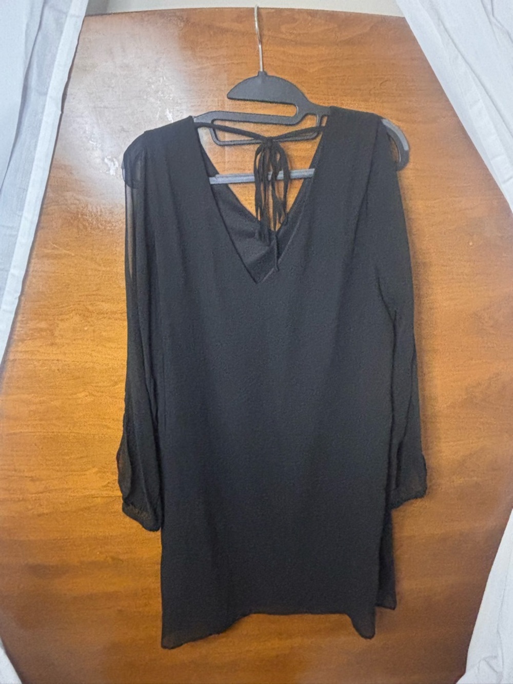 Tash and Sophie Cold-Shoulder V-Neck Mini Dress in Black - Picture 2 of 6
